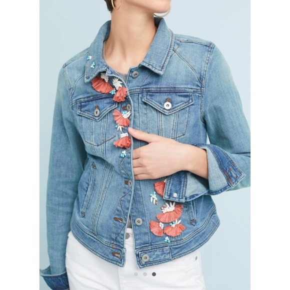 Anthropologie Jackets & Coats | Nwt Embellished Denim Jacket | Poshmark